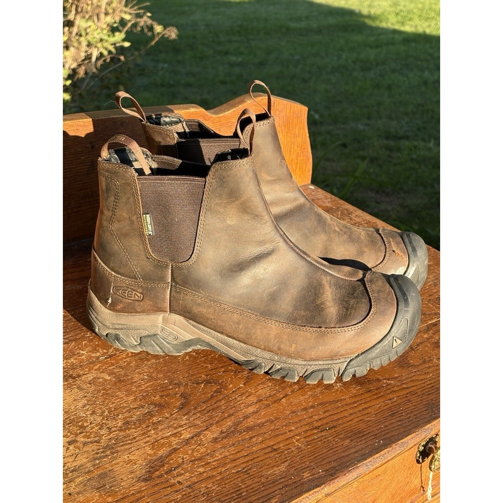 Keen Anchorage III Pull On Waterproof Leather Brown Boots Mens 11 Insulated